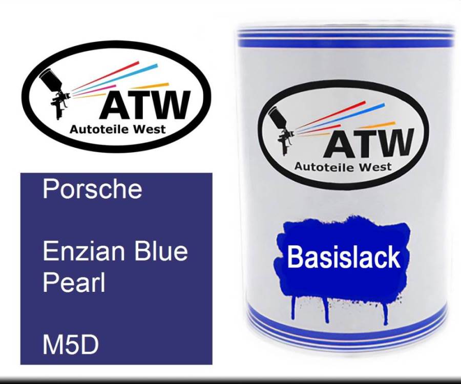 Porsche, Enzian Blue Pearl, M5D: 500ml Lackdose, von ATW Autoteile West.